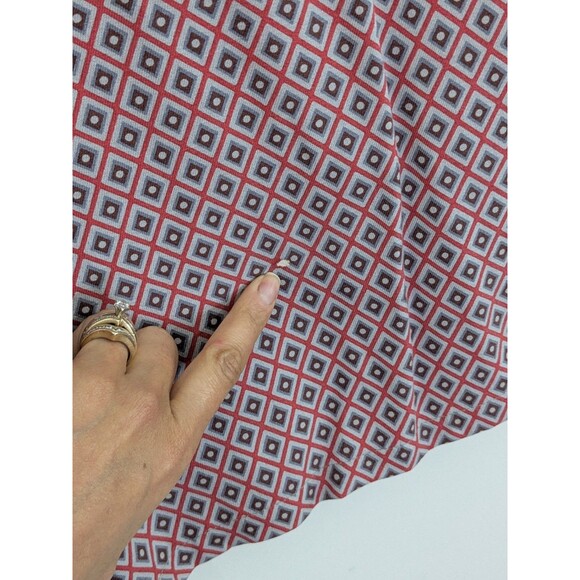 Vintage Silk Circa 1969 Mens Button Up Shirt Short Sleeve Red Geometric Sz XL - Picture 11 of 11